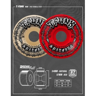 Spitfire Formula Four T-Funk Ravv Radial Full Ruedas (natural) 54 mm 97A Pack de 4
